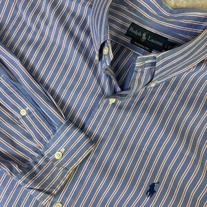 Ralph Lauren Classic Fit  Men's XL Blue & White Stripes Button Down Long Sleeve